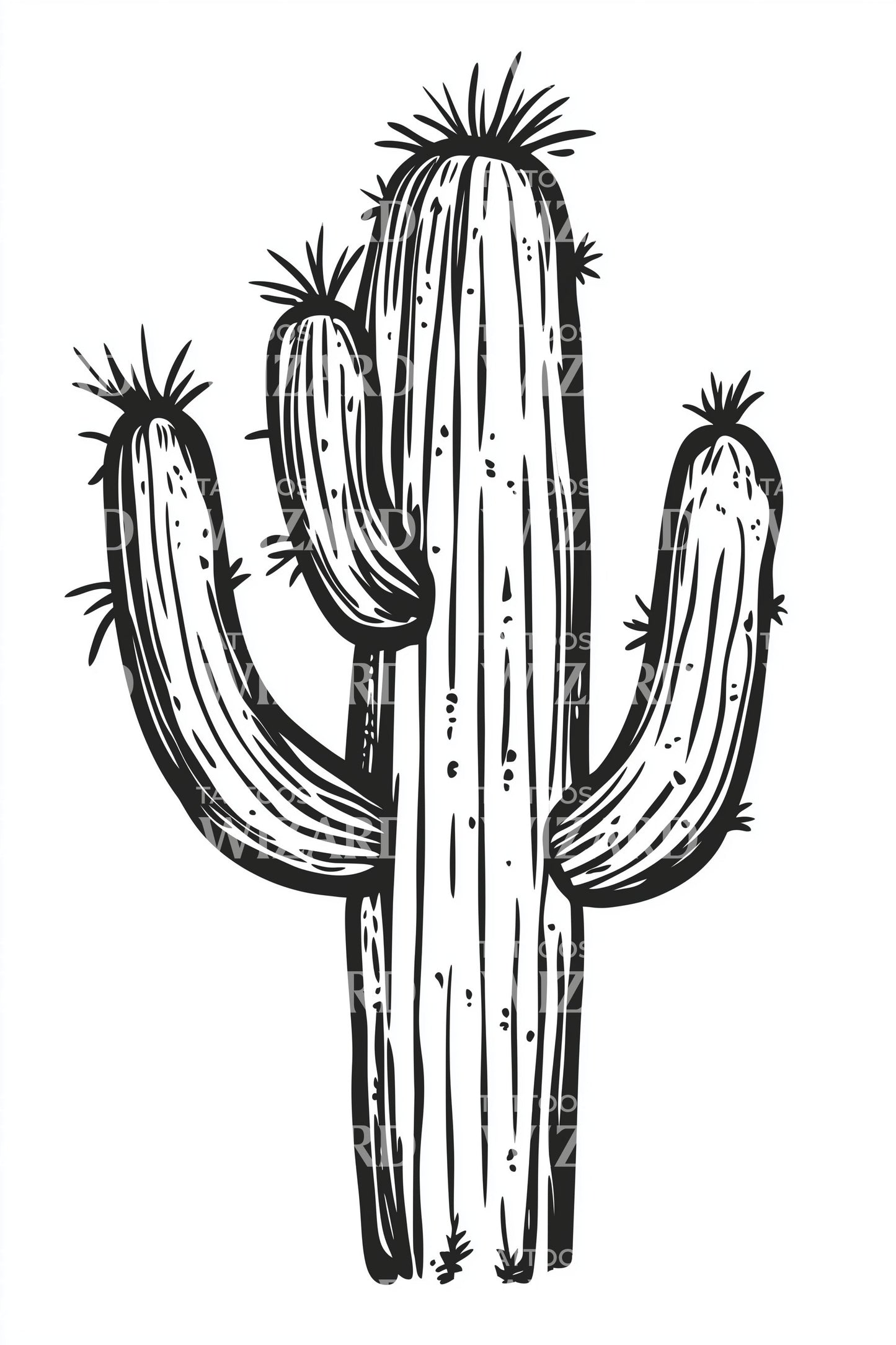 Desert Saguaro Cactus Tattoo Design