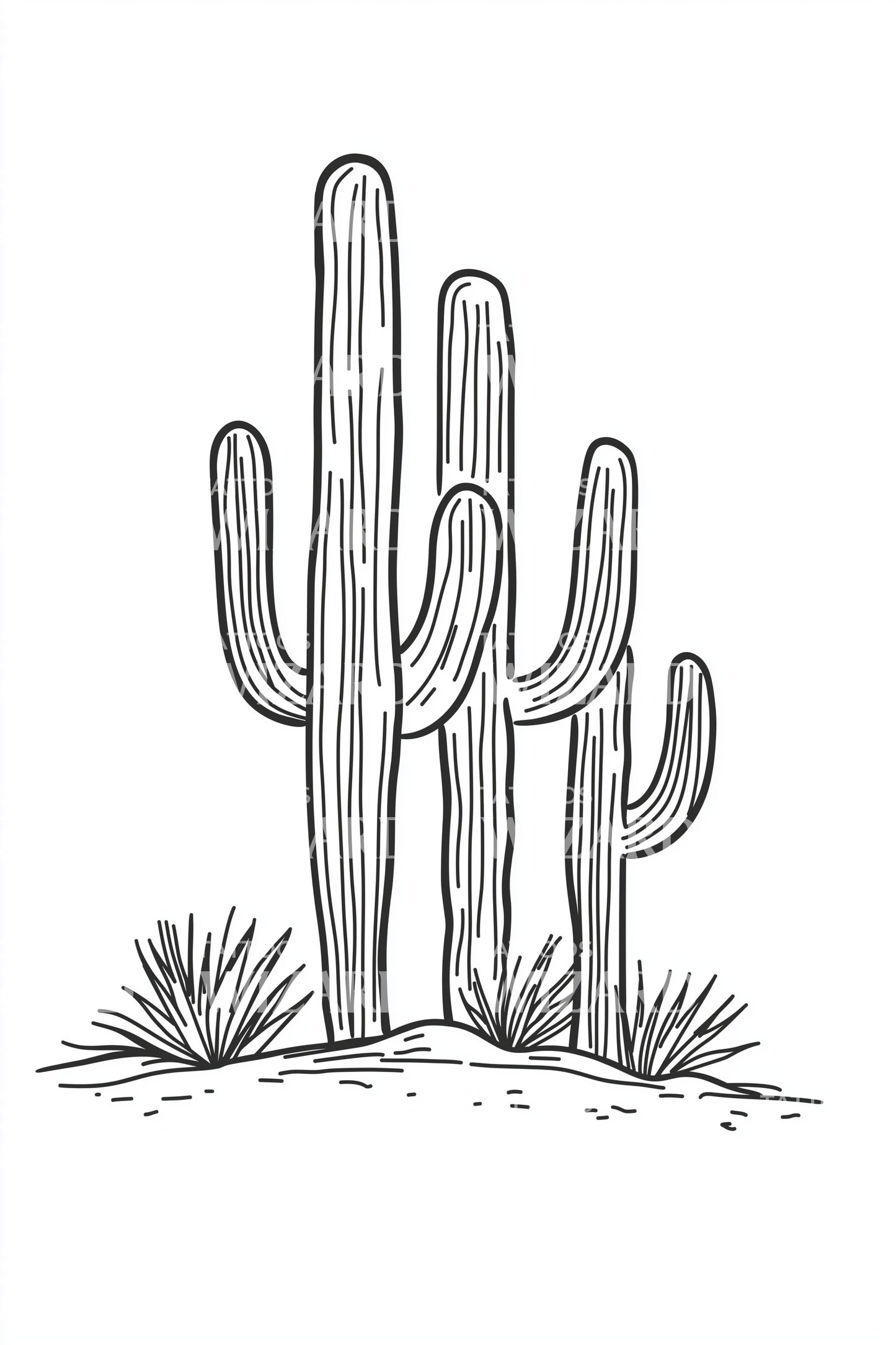 Desert Saguaro Cactus Tattoo Design