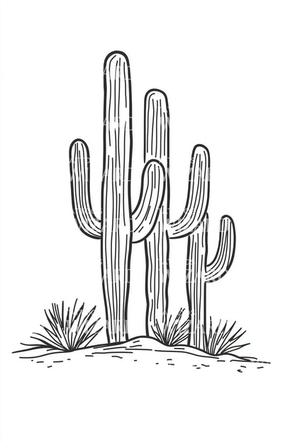 Desert Saguaro Cactus Tattoo Design