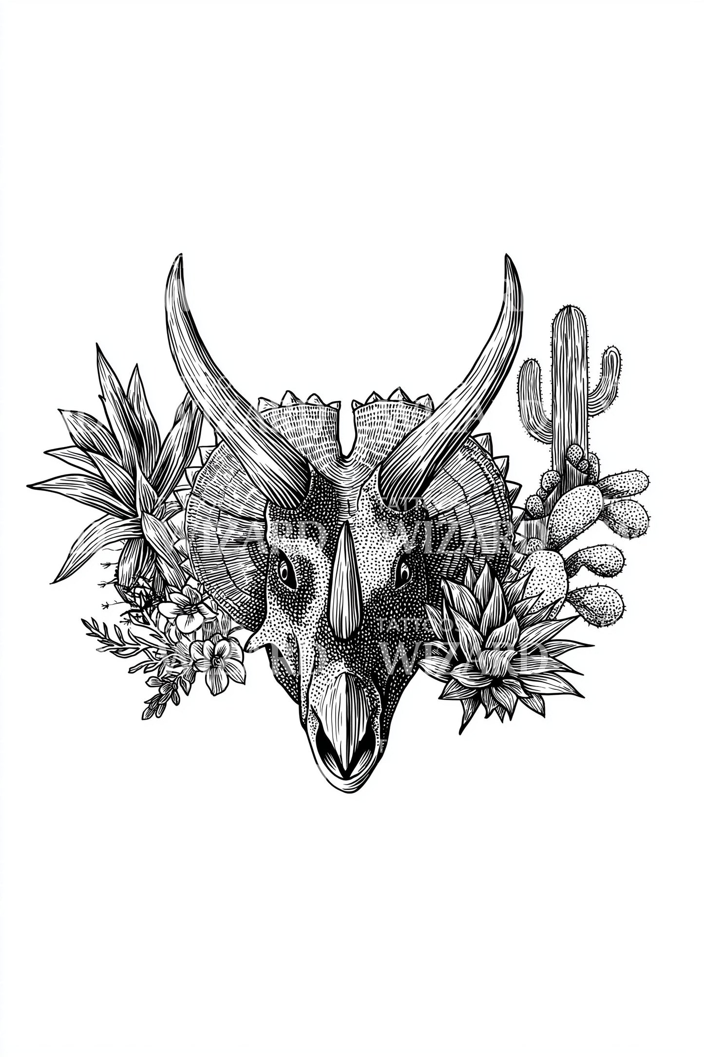 Desert Triceratops Skull Tattoo Idea