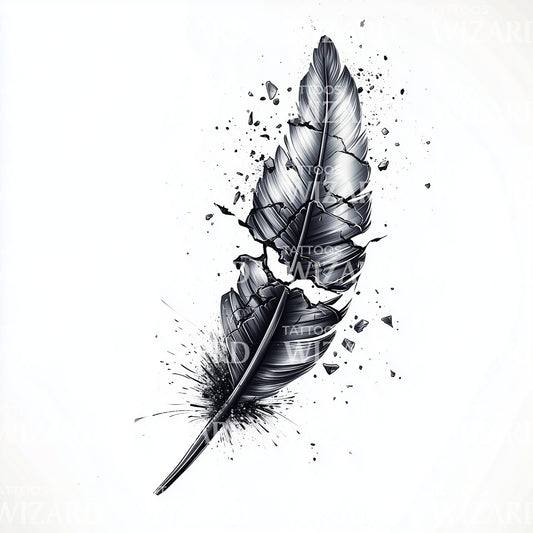 Destroyed Feather Tattoo Concept