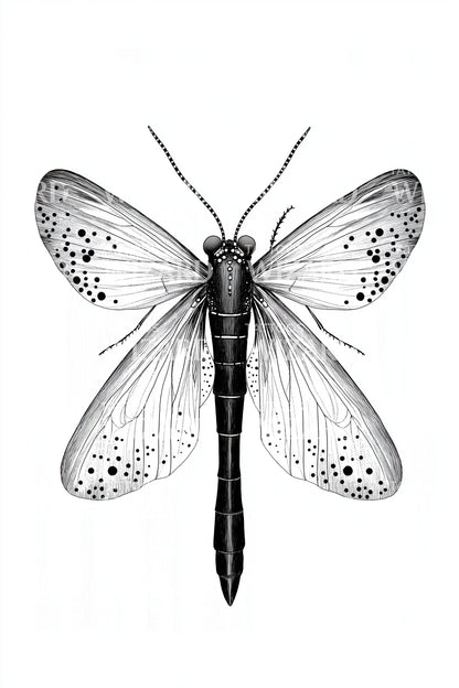 Detailed Cicada Wings Tattoo Illustration