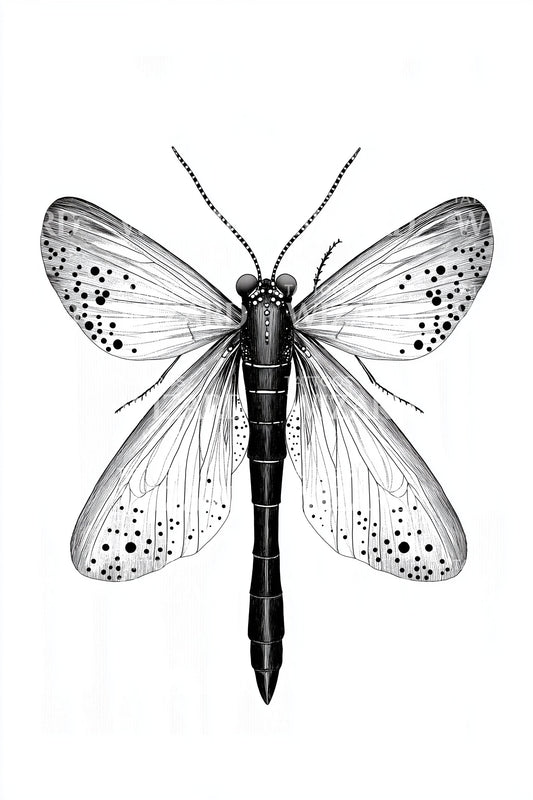 Detailed Cicada Wings Tattoo Illustration