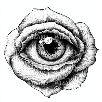 Detailed Eye Blossom Tattoo Illustration