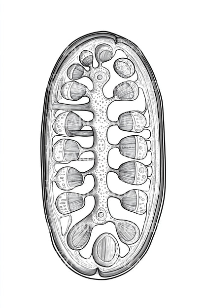 Detailed Mitochondria Anatomy Tattoo Illustration
