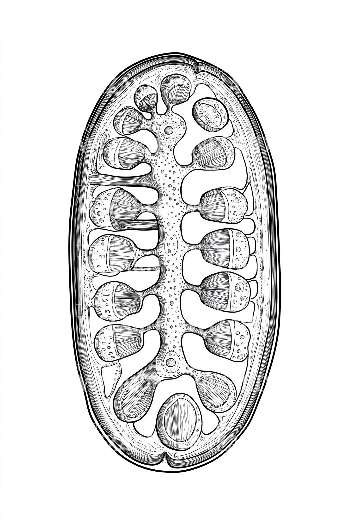 Detailed Mitochondria Anatomy Tattoo Illustration