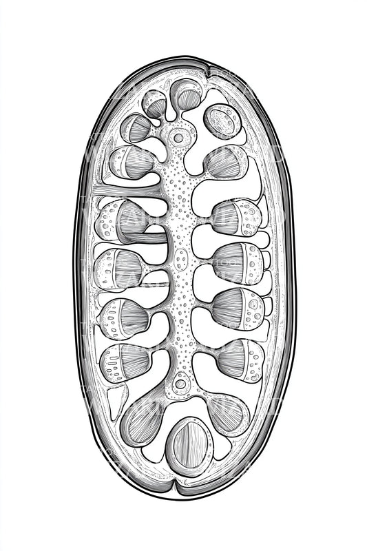 Detailed Mitochondria Anatomy Tattoo Illustration