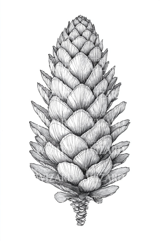 Detailed Pinecone Study Tattoo Design