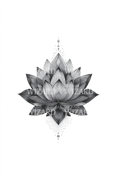 Detailed Sacred Lotus Tattoo Illustration