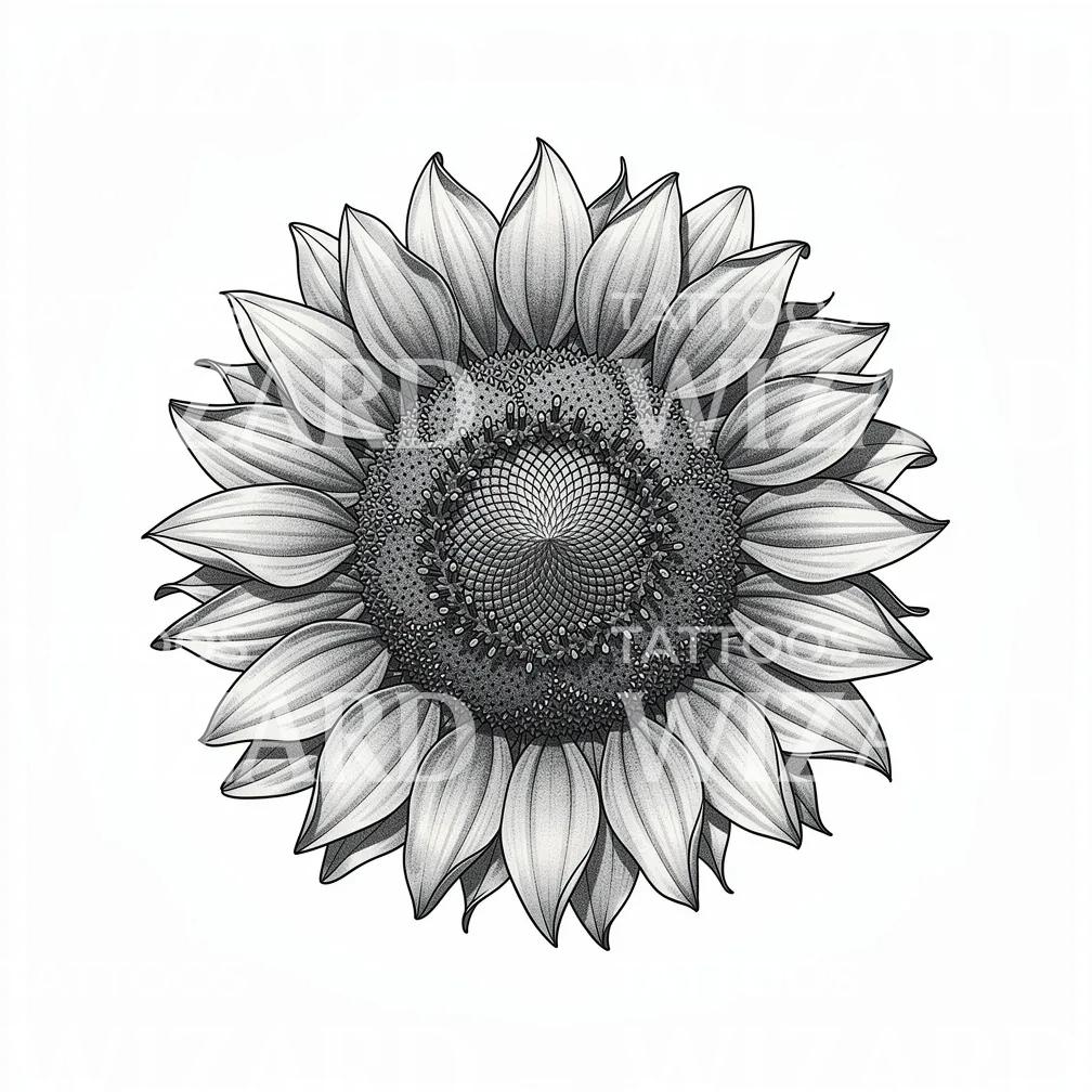 Tatouage de tournesol détaillé