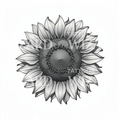 Tatouage de tournesol détaillé