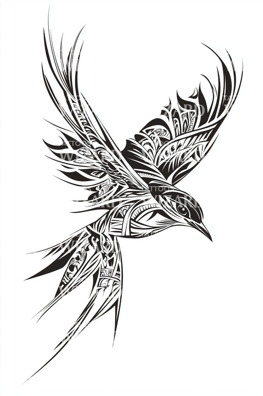 Detaljert svale frihet tatoveringsdesign