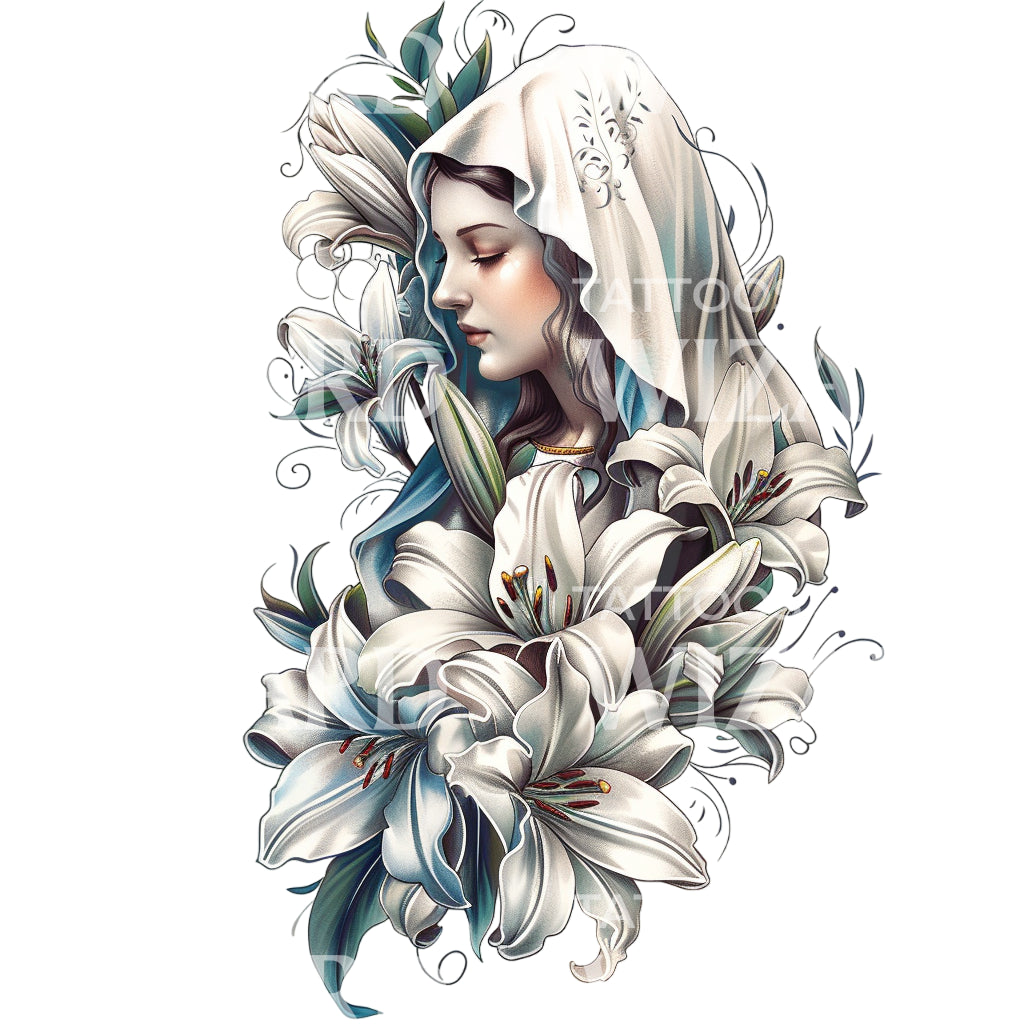 Devotion to the Virgin of the Rosary Tattoo Design