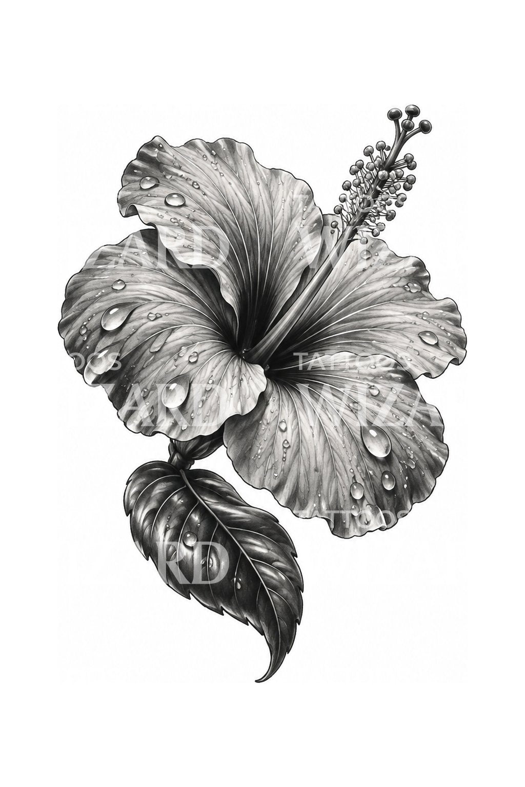 Taufrisches Hibiskus-Inselregen Tattoo-Design