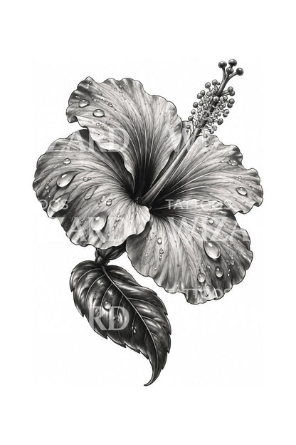 Taufrisches Hibiskus-Inselregen Tattoo-Design