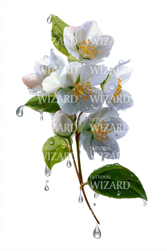 Dewy Jasmine Cluster Tattoo Design