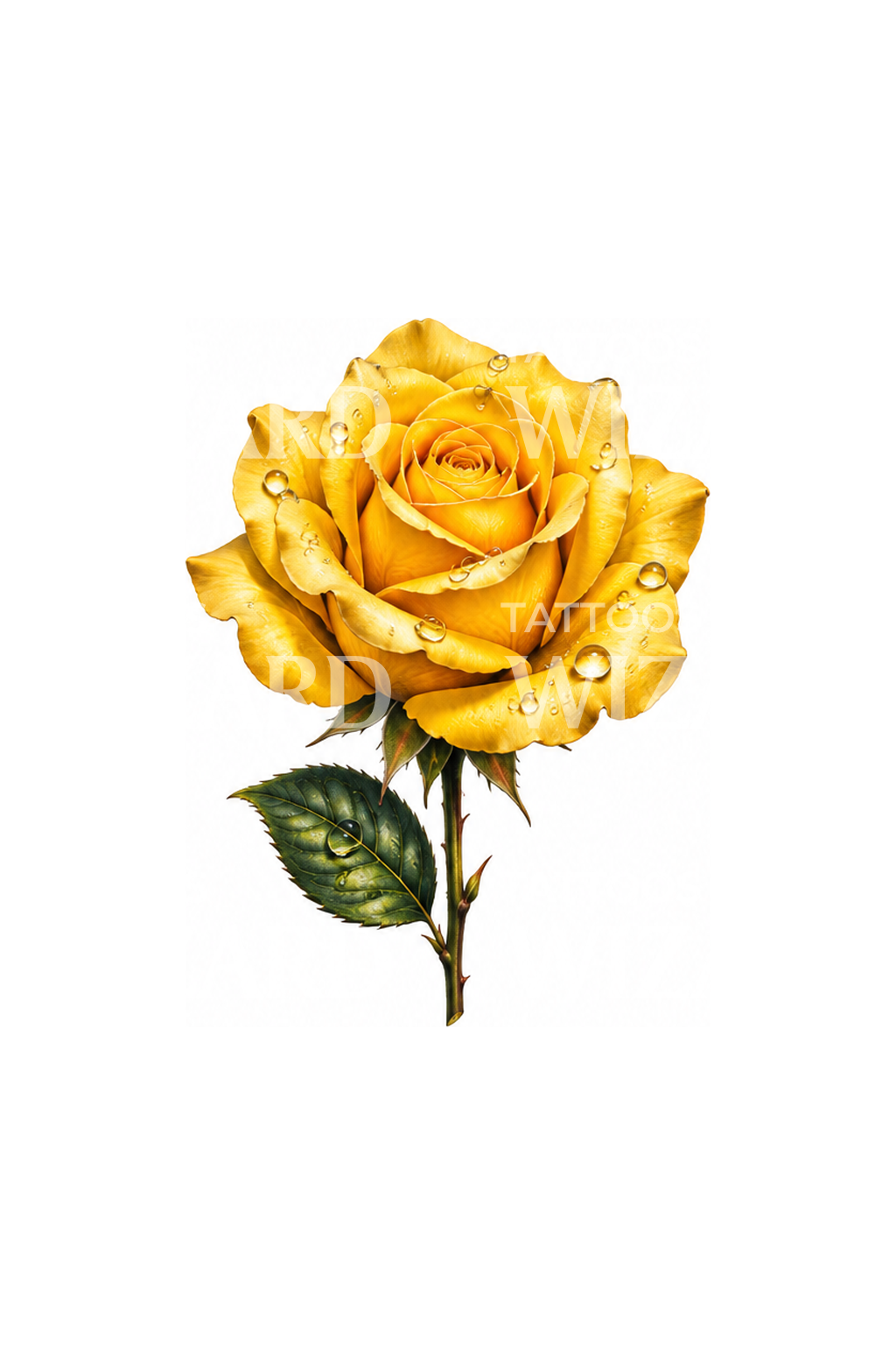 Dewy Yellow Rose Micro Realism Tattoo Idea