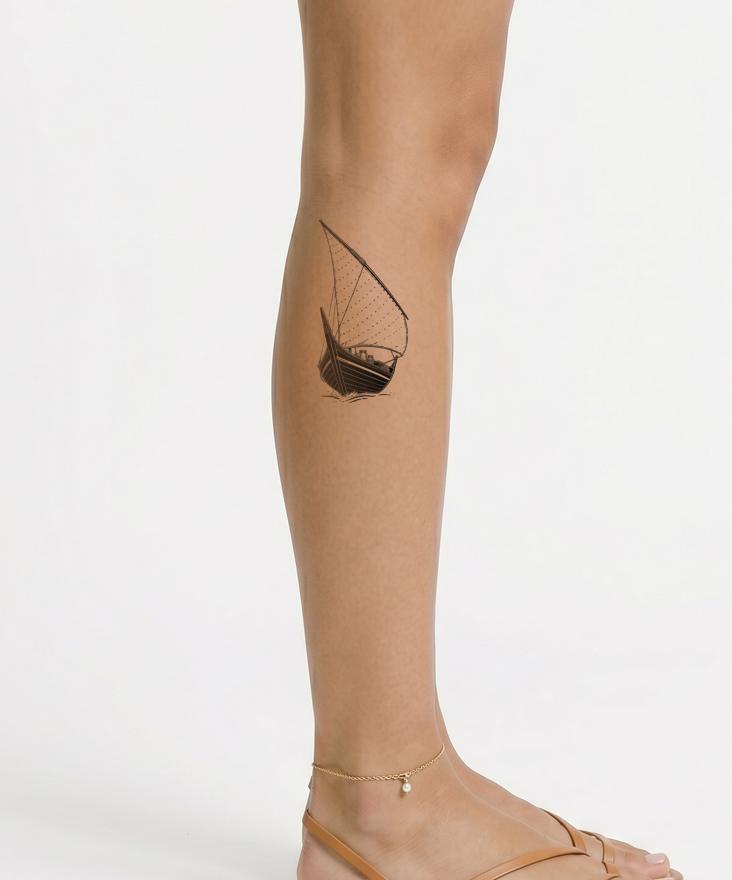 Dhow Under Lateen Sail Tattoo Design