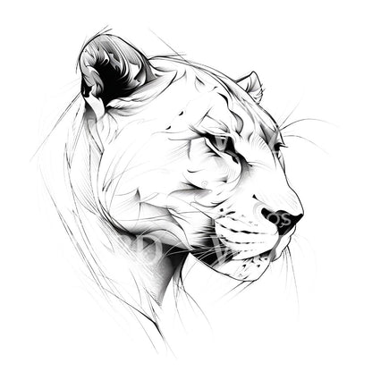 Magnificient Minimalist Panther Head Tattoo Design