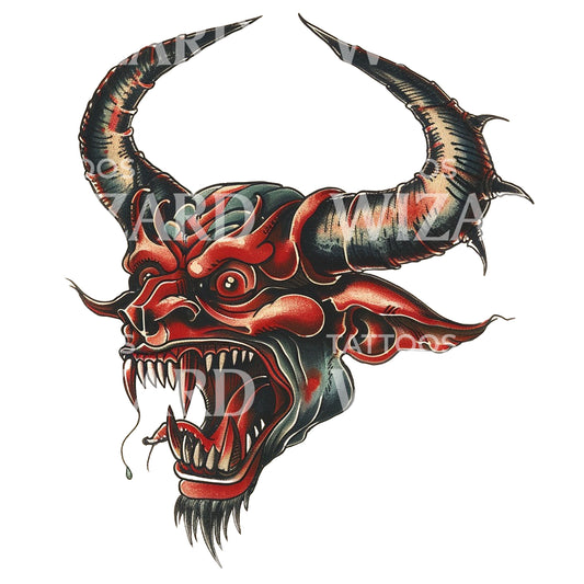 Diabolical Evil Old School Tattoo Design