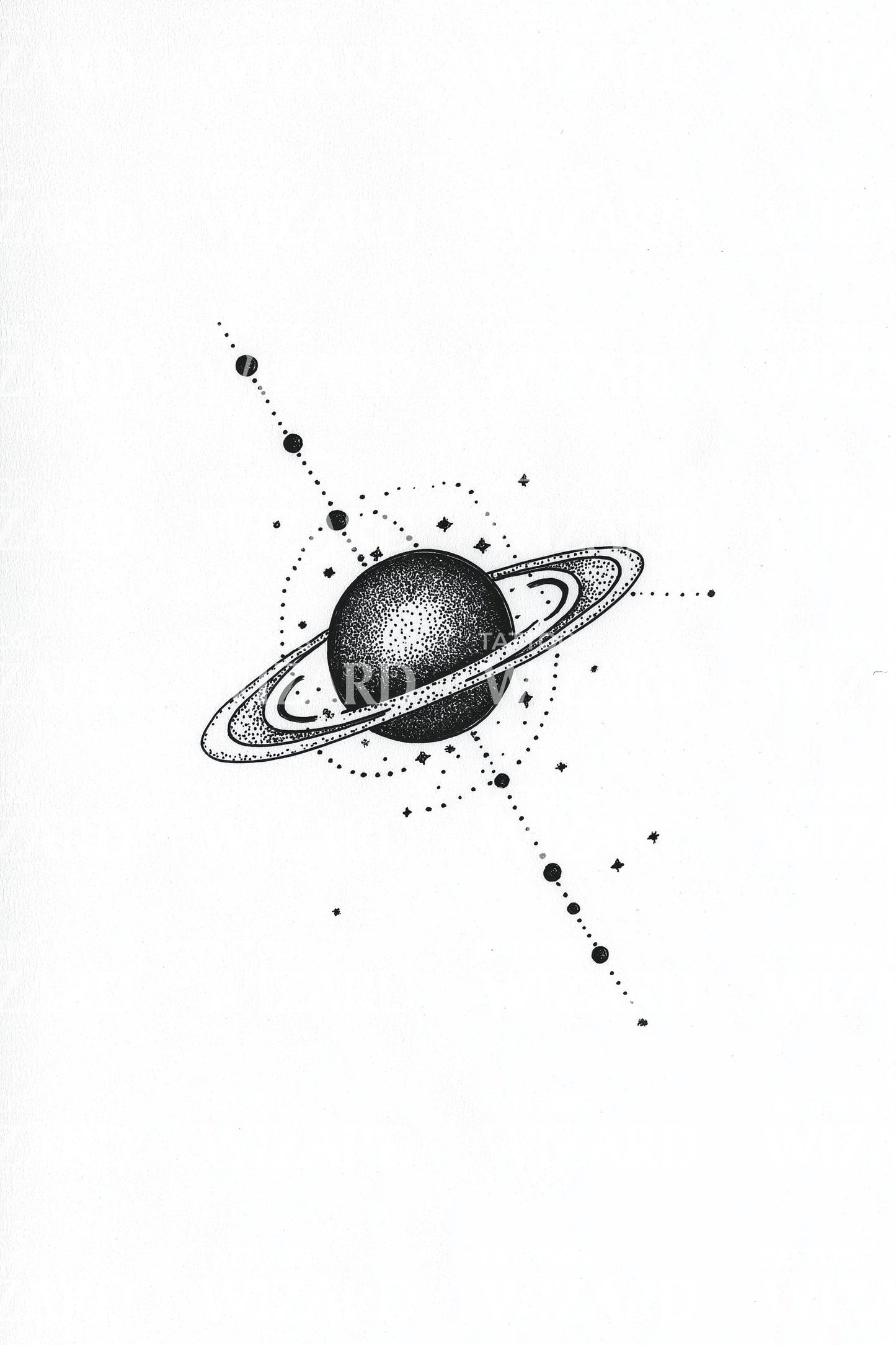 Diagonal Saturn Path Tattoo Idea