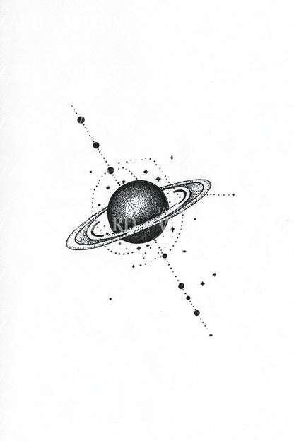 Diagonal Saturn Path Tattoo Idea