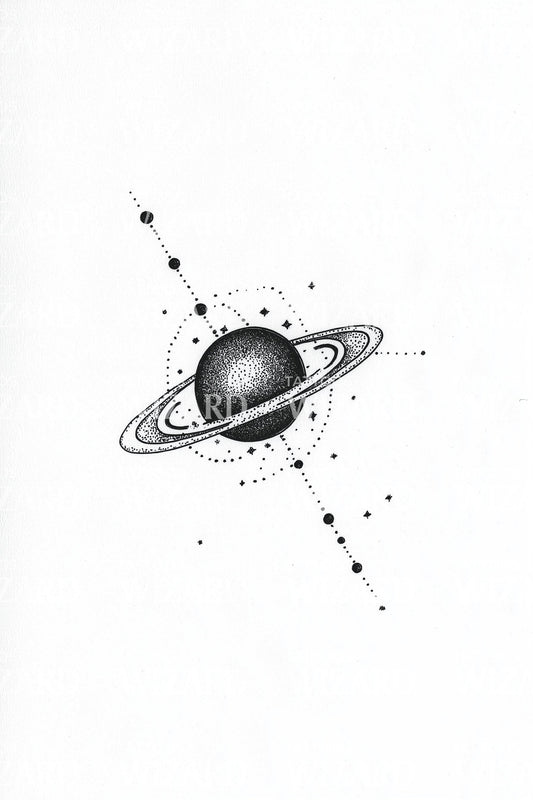 Diagonal Saturn Path Tattoo Idea