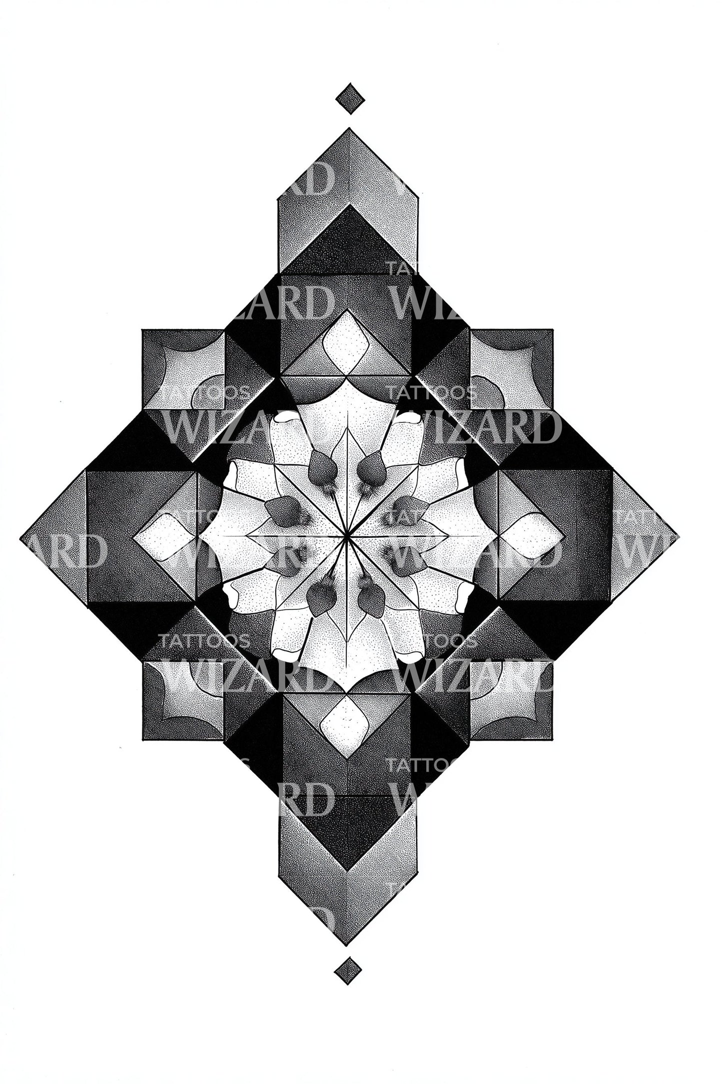 Diamantgitter Blüten Tattoo Design