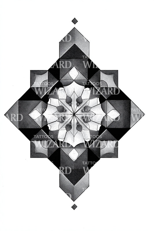 Diamond Grid Bloom Tattoo Design