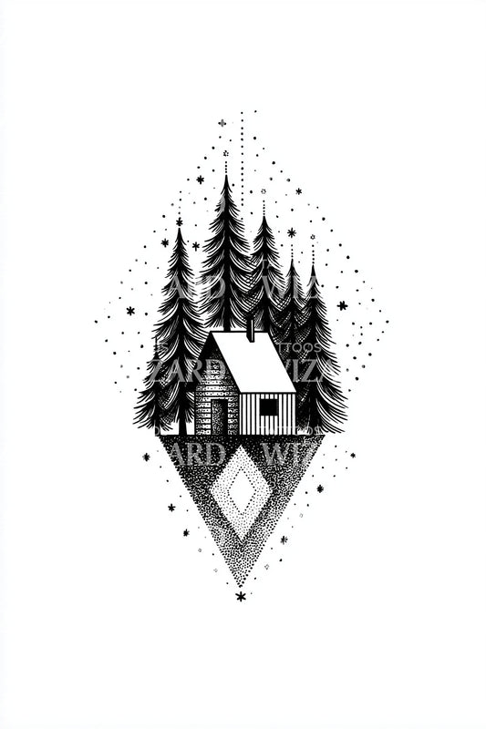 Diamond Lake Cabin Tattoo Design