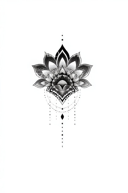 Diamond Lotus Pendant Mandala Tattoo Idea