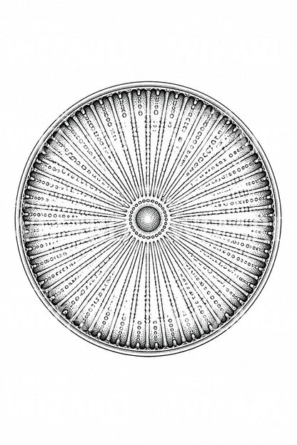 Radiale Kieselalgen-Mandala-Tattooillustration