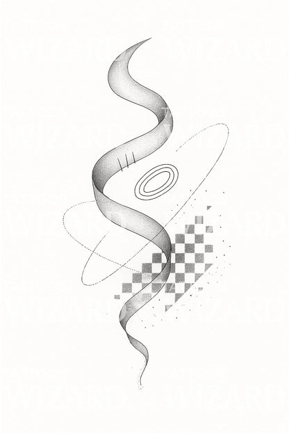 Digital Helix Ribbon Tattoo Illustration