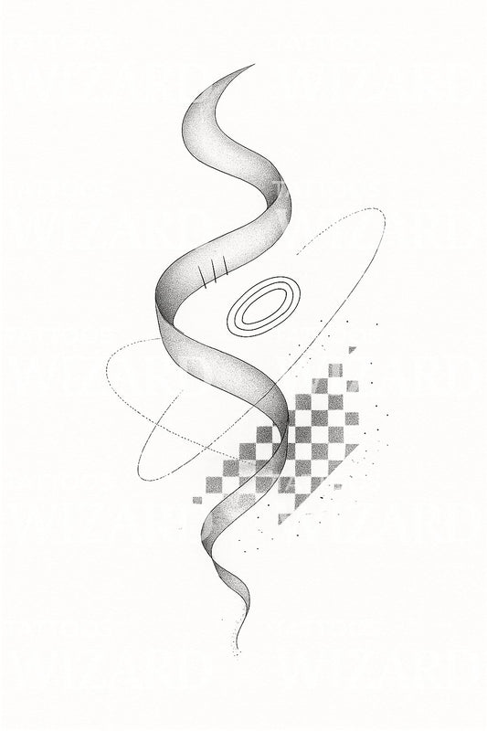 Digital Helix Ribbon Tattoo Illustration