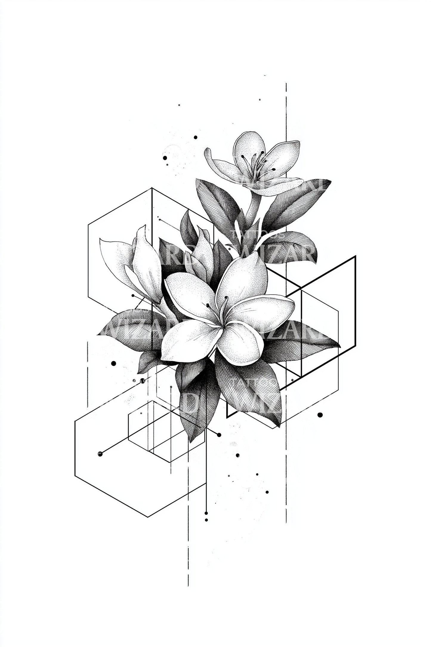 Dimensional Magnolia Spray Tattoo Idea