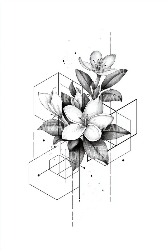 Dimensional Magnolia Spray Tattoo Idea