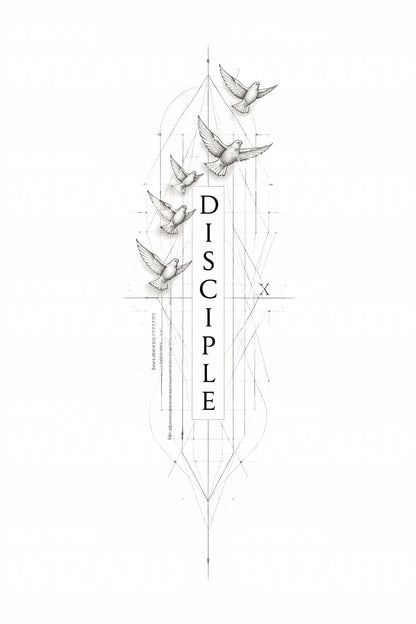 Disciple Dove Geometry Tattoo Design