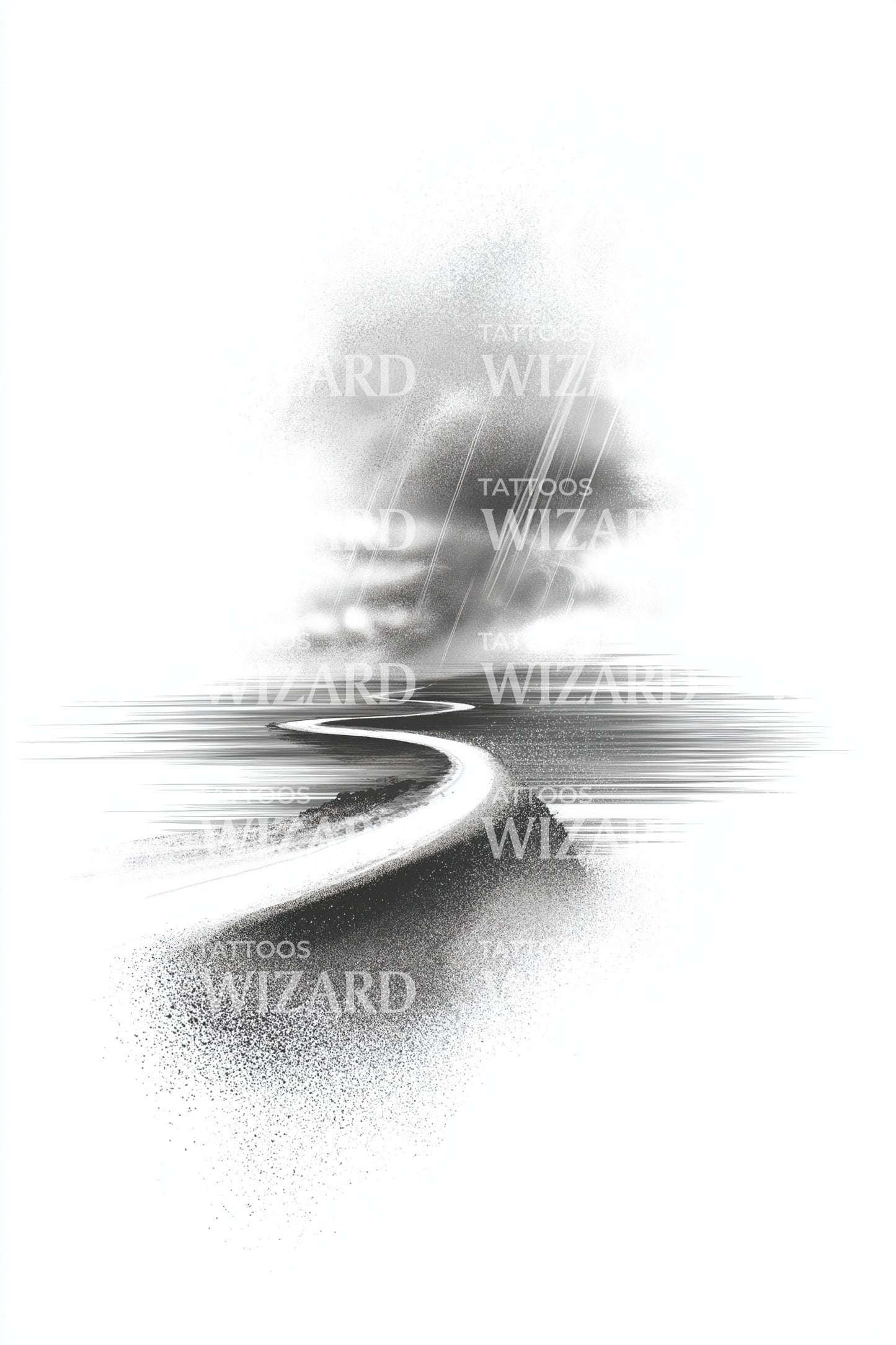 Distant Road Horizon Tattoo Design