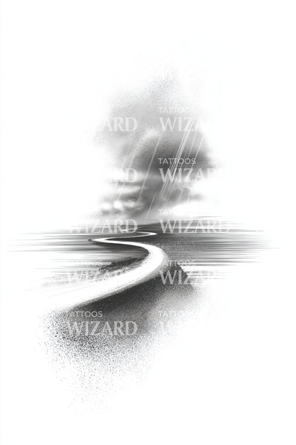 Distant Road Horizon Tattoo Design