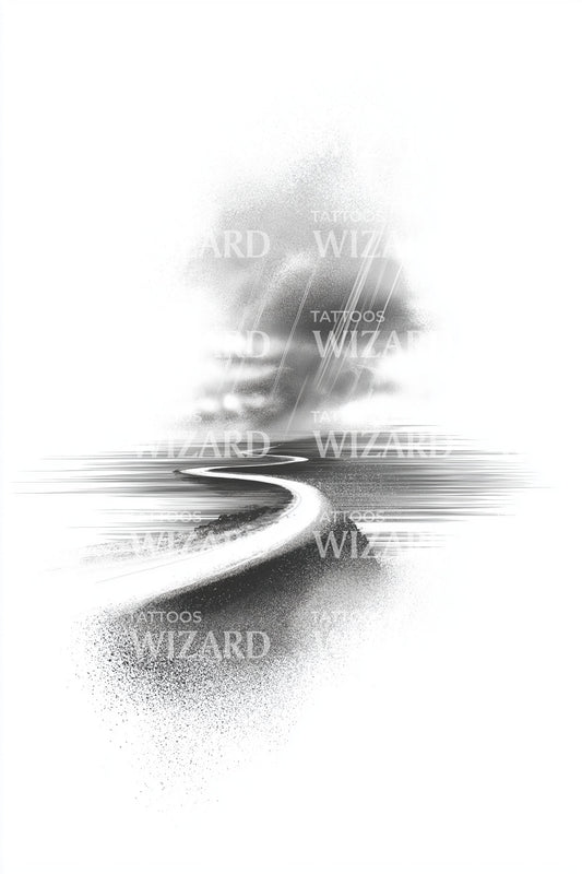 Distant Road Horizon Tattoo Design