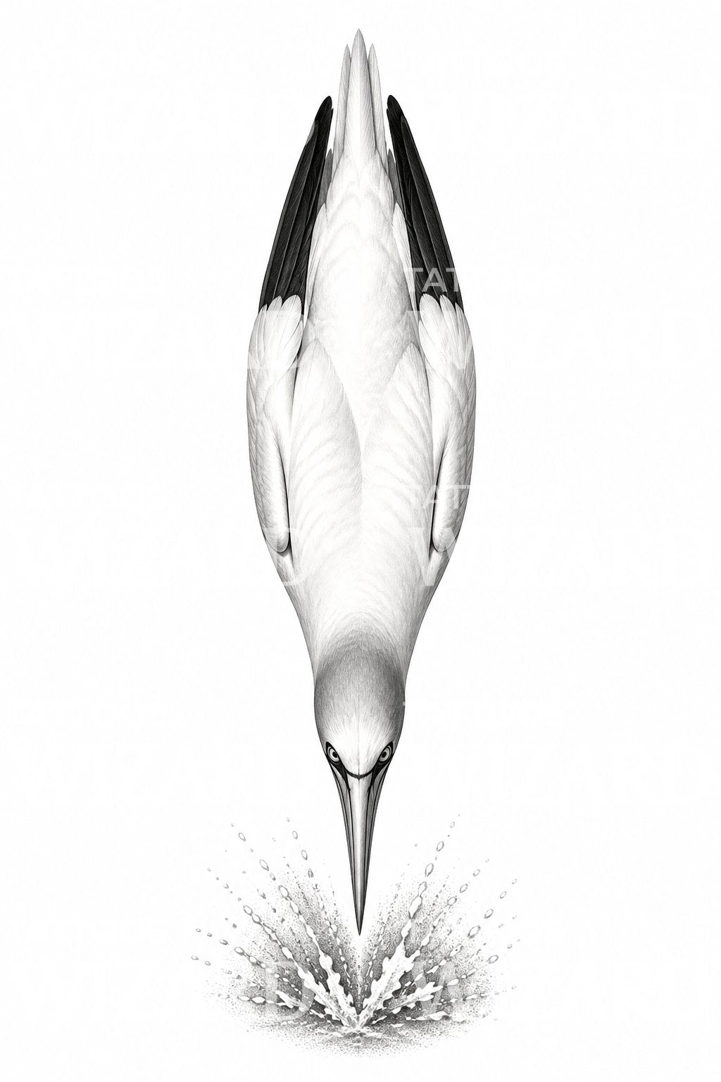 Design de tatouage de fou de Bassan plongeant