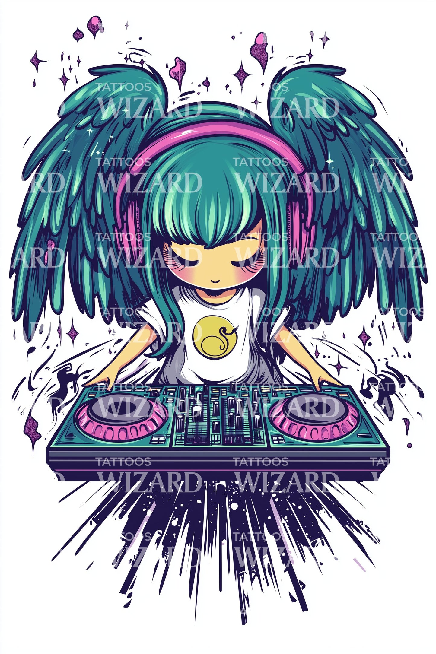 DJ Angel Faith Tattoo Illustration
