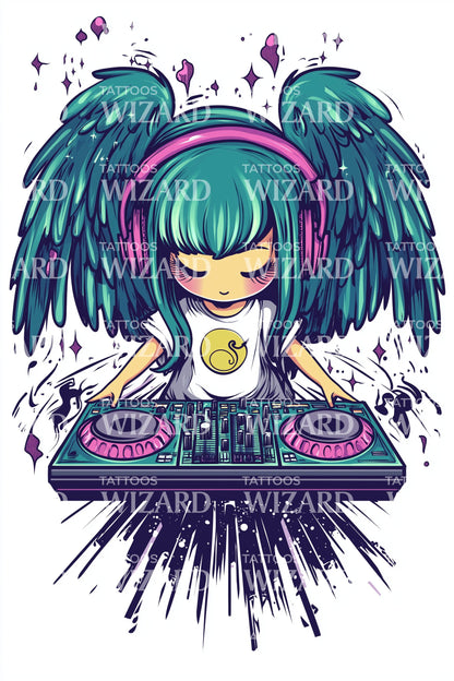 DJ Angel Faith Tattoo Illustration