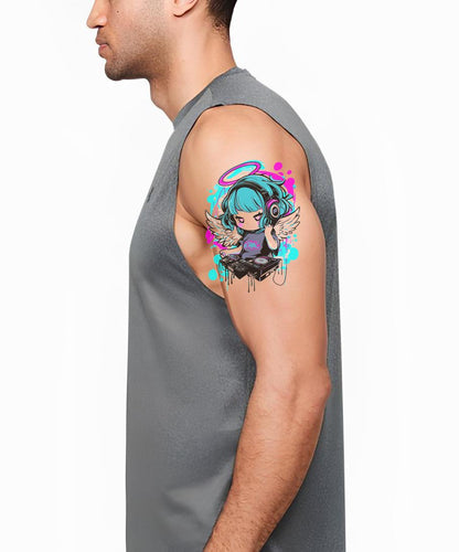 Ilustração de Tatuagem Anjo DJ Halo