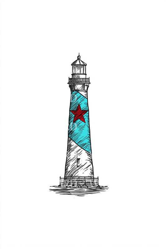 Djibouti Star Lighthouse Tattoo Design