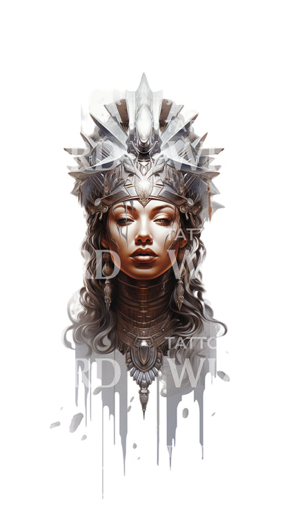Egyptian Goddess Bust Tattoo Design