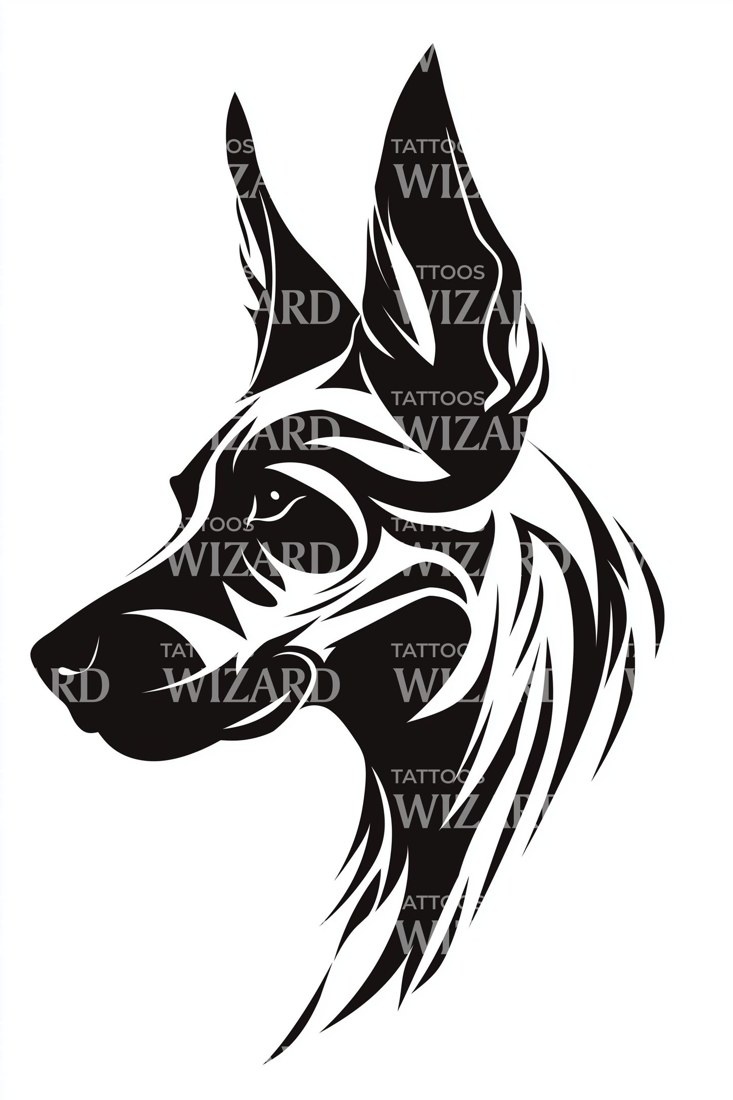 Doberman Profile Tribal Tattoo Idea