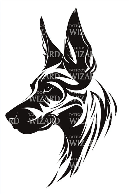 Doberman Profile Tribal Tattoo Idea