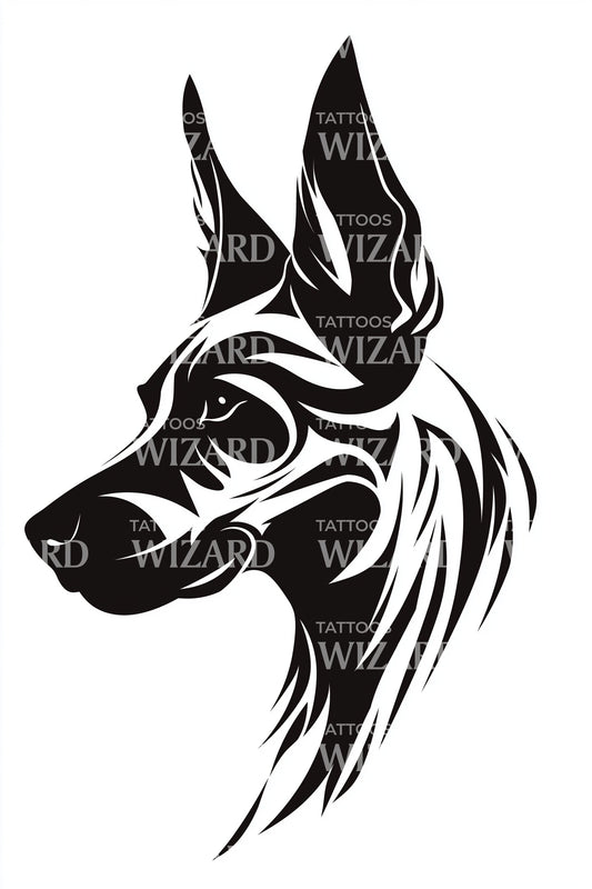 Doberman Profile Tribal Tattoo Idea