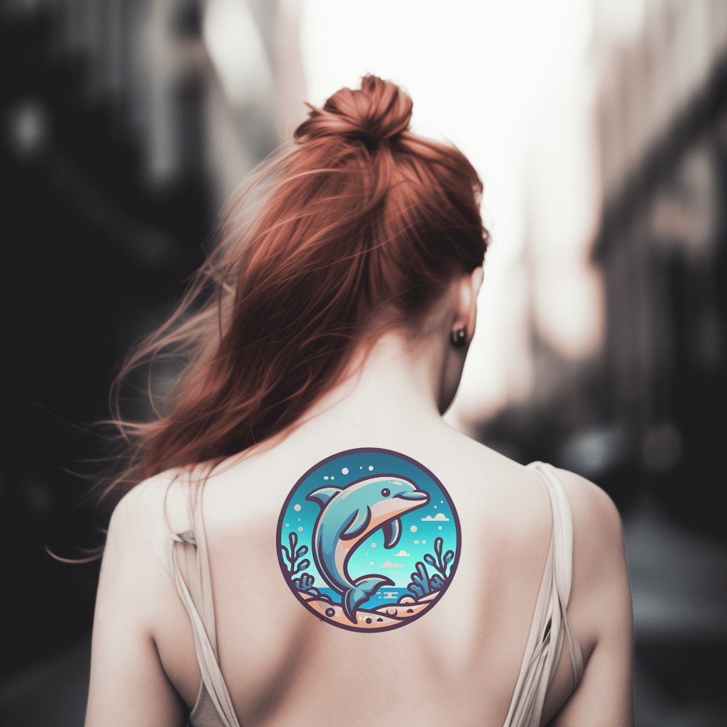 Dolphin In Aquatic Kingdom Tattoo Design